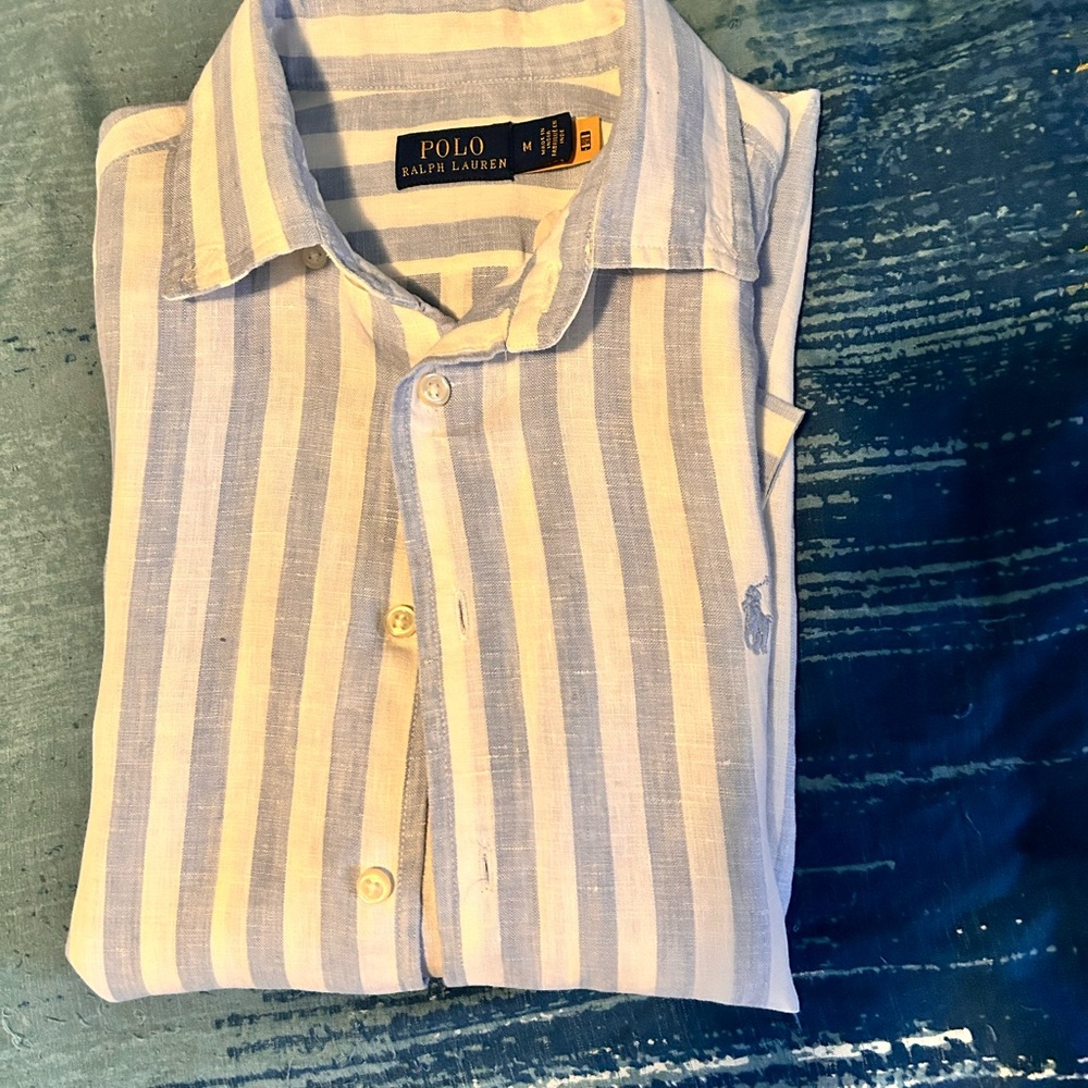Ralph Lauren Blue and White Striped Casual Shirt